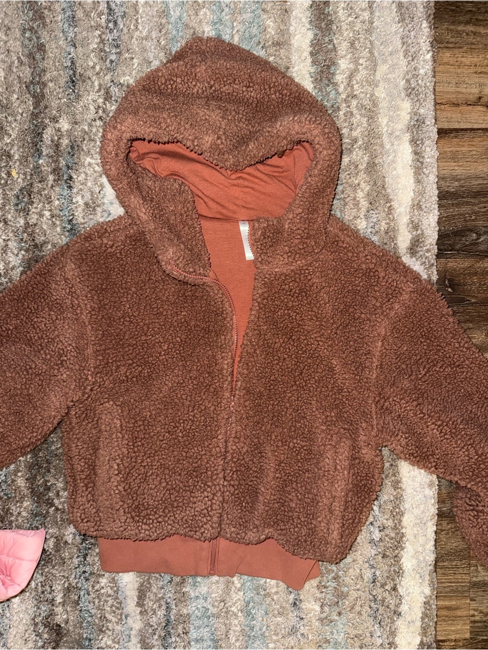 Fabletics Cozy Zip-Up Sherpa Hoodie in Rust